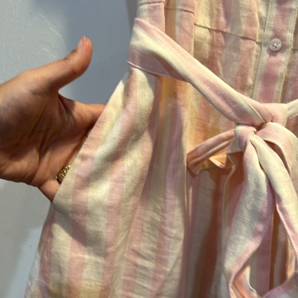 Draper James Trisha Linen Button Front Shirt Dress S Cabana Stripe Pink - Picture 5 of 8